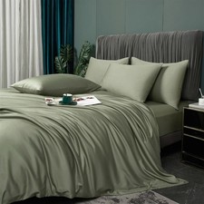 Cooling Duvet Cover King Set Sage Green, 100 Viscose Derived from Bambo, Summer