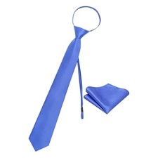3.15'' Zipper Tie Set Adjustable Pre-tied Neck Ties Solid Mens Tie and Blue