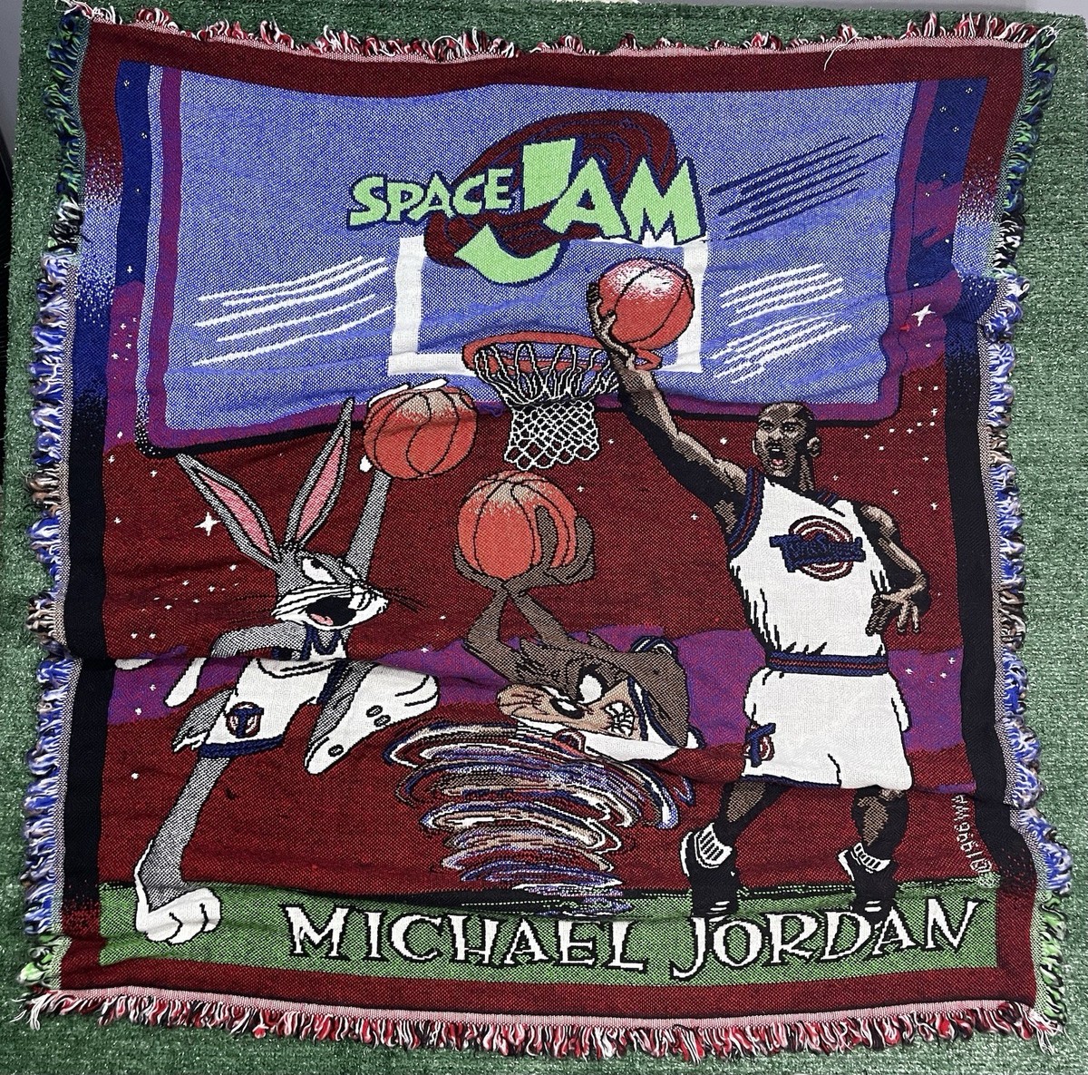 Vintage Space Jam Michael Jordan Taz Bugs Bunny Tapestry Throw