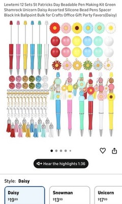 Beadable Pen Making Kit - 12 Sets Assorted Bead Pens, Silicone Beads Pens Spacer