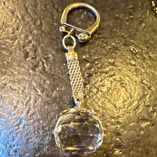 Silver Tone Women s Key Chain Keychain with Clear Faceted Crystal Charm