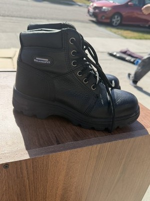 Women  SKECHERS Relaxed Fit Steel Toe/Memory Foam Black Boots Size 7.5 US