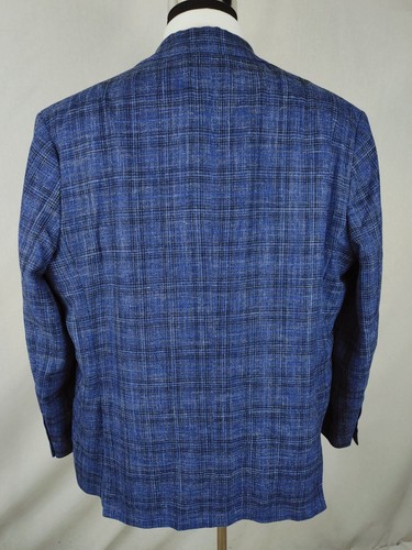 Giacca sportiva uomo Joseph Abboud 52R blu navy quadri lana seta lino blazer - Foto 15 di 20