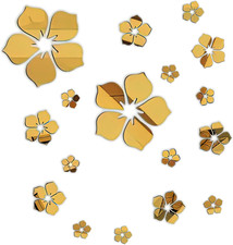 Acrylic Mirror Floral Wall Stickers Self Adhesive Mirror Wall Decor Removable Mi