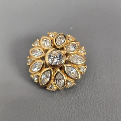 VTG Christian Dior Flower Marquise Circle Whole Crystals Clip-On SINGLE Earring