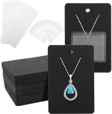 140 Pcs Jewelry Display Cards with 140 Pcs Self-Adhesive Necklace Chain Pocke...