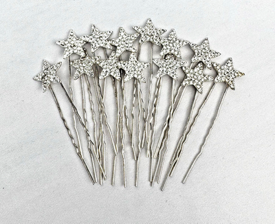 #ad Silver Sparkly Star Hair Pins Accessories Lot 13 Prom Wedding Princess $12.79