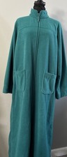 L.L. Bean Robe Zip Front Winter Fleece Teal Pockets Cozy Women's Petite Large