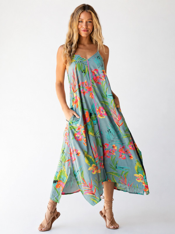 NATURAL LIFE BOHO FESTIVAL KATRINA MIDI SLIP DRESS SMALL