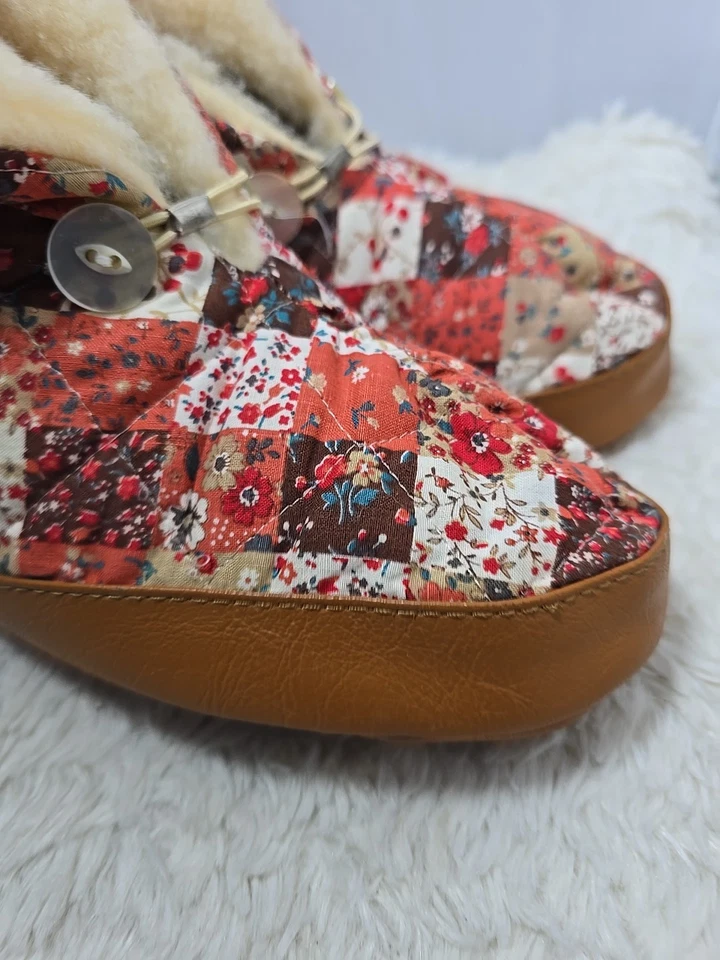 Botines Zapatillas Mujer Vintage 6.5-7.5 Mediano Retazos Edredón Casa Zapatos Sherpa Foto 3 de 4