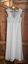 Vintage Shadowline Nightgown 2 layer White Gown Top Layer Sheer Chiffon SP