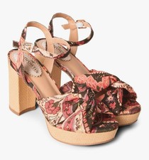 Joe Browns 70s Paisley Knot Front Raffia Platform Heels - Size UK 7 / EU 41