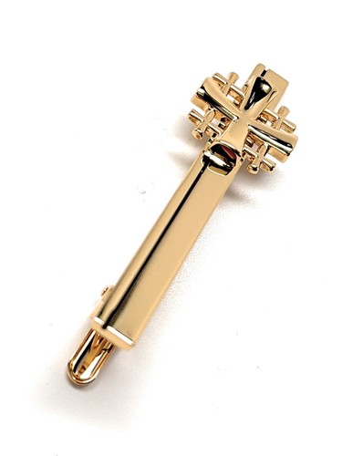 Gold Jerusalem Cross Tie Clip Christian Tie Bar Pastor Gift Religious Jewelry - Picture 3 of 11