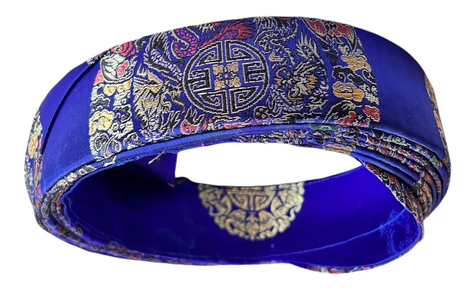 Turbante de seda azul real vietnamita para niños diámetro interior 7 pulgadas Vietnam Foto 3 de 4