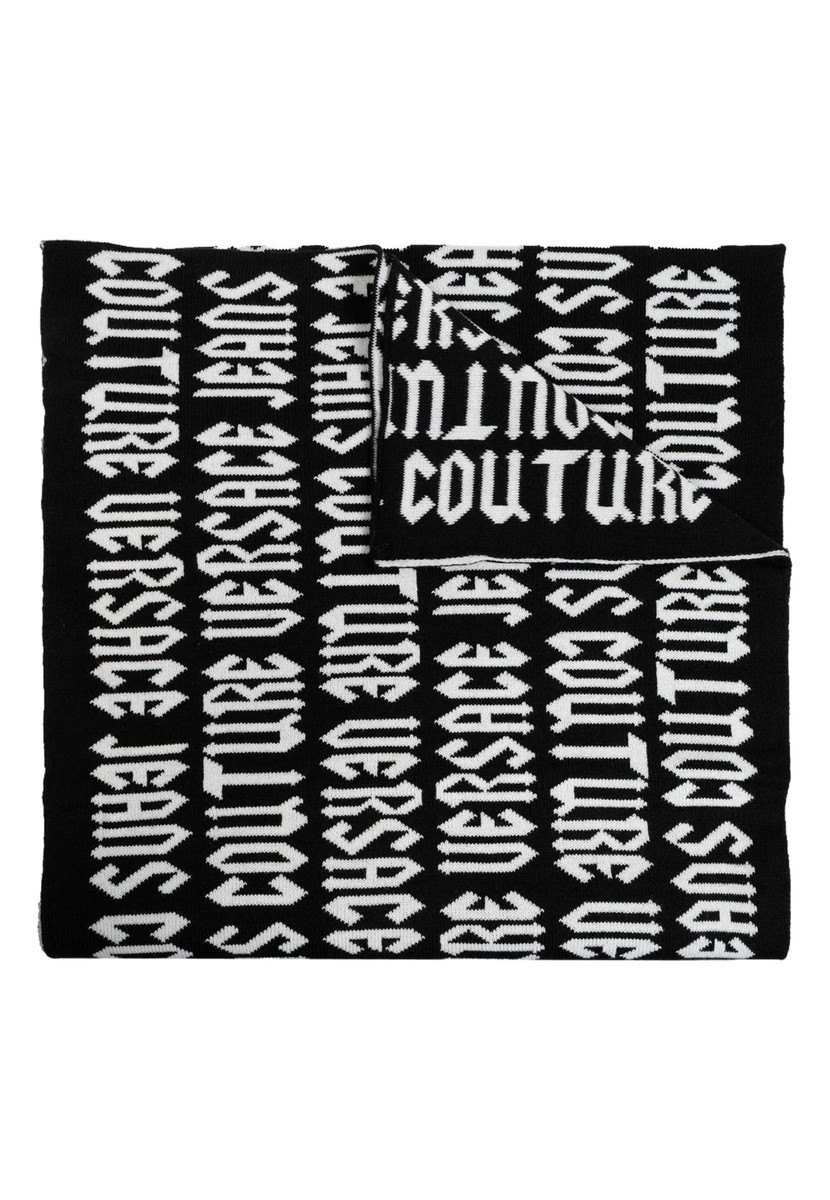 NWT VERSACE JEANS COUTURE BLACK/WHITE SCARF WITH INLAID LOGO