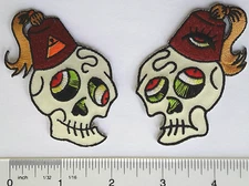 MIRROR Image FREE MASON Style FEZ SKULL Tarboosh EMBROIDERED Sew/Iron Patches