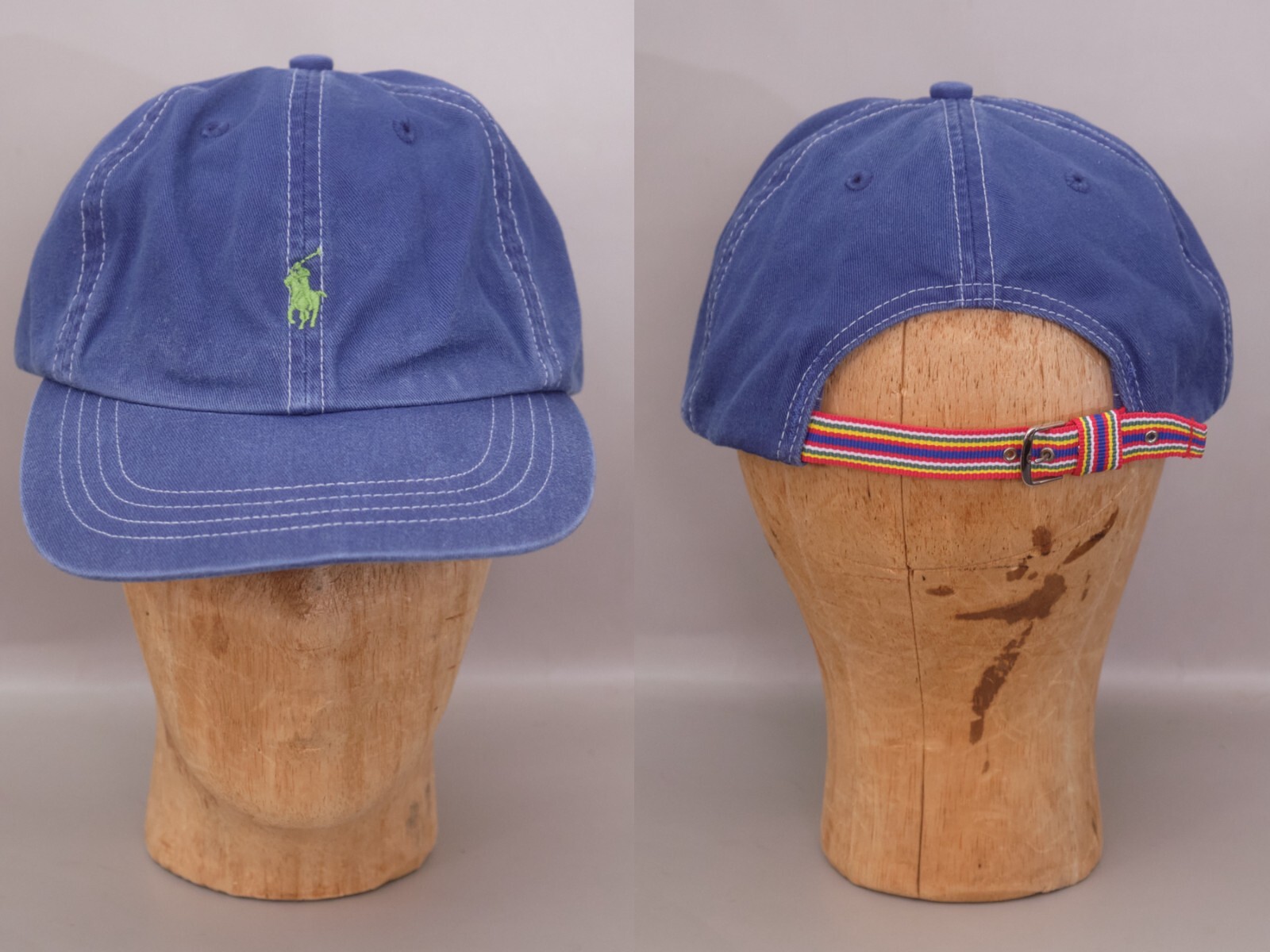 Cappellino con logo pony polo vintage Ralph Lauren con strapback a righe arcobaleno anni '90 Y2K
