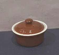 Hall China USA Brown Covered Chili Bowl With Lid Vintage MCM