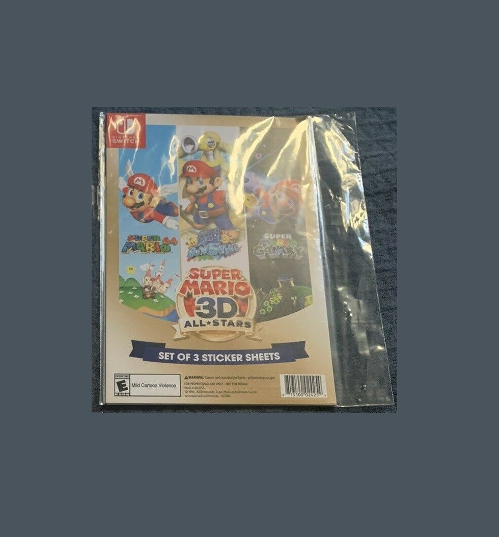 Super Mario 3D All Stars Walmart Exclusive Pre-Order Bonus Sticker Set UNOPENED