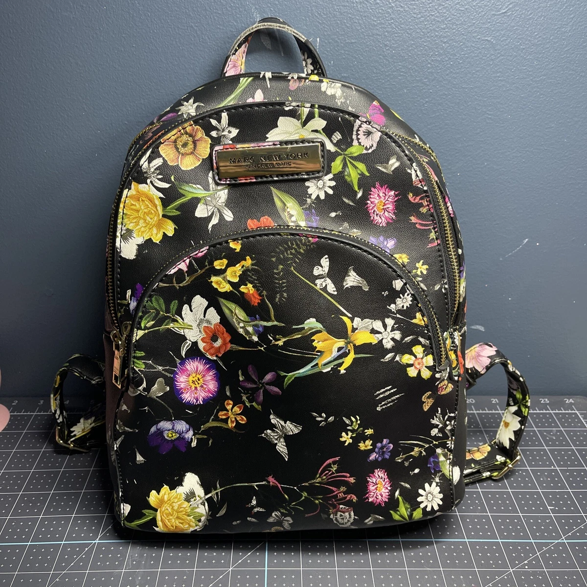 Andrew Marc New York Butterfly Flowers Spring Summer Black