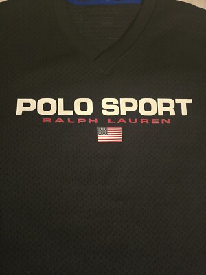 POLO SPORT RALPH LAUREN LOGO MESH V-NECK SHIRT BLACK Royal POLO SPORT RALPH LAUREN LOGO MESH V-NECK SHIRT BLACK Royal