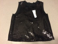 Who What Wear Black Sequin Tank Blouse Size Medium Summer Party U22 Who What Wear Black Sequin Tank Blouse Size Medium Summer Party U22