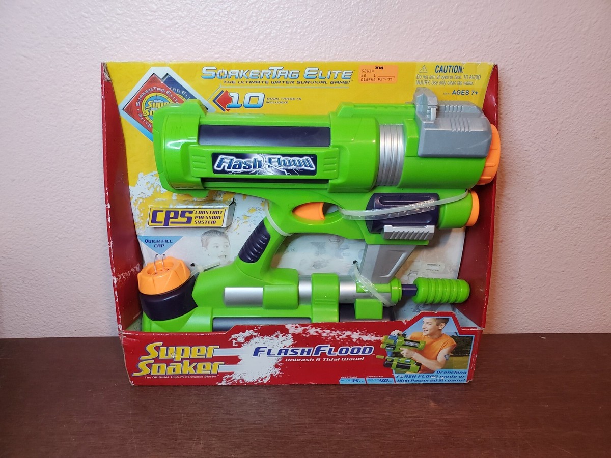 Vintage Super Soaker Green Flash Flood SoakerTag Elite Water Gun