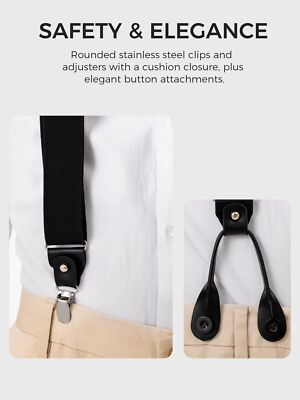Tirantes ajustables de alta resistencia para hombre con clips, tirantes tipo Y