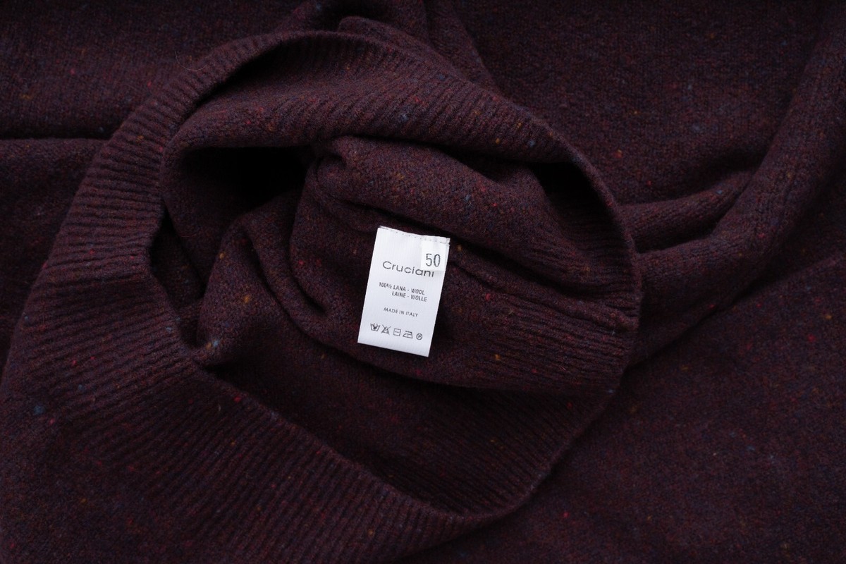 Cruciani Burgundy Melange Lightweight Wool Pullover V-Neck Cruciani Burgundy Melange Lightweight Wool Pullover V-Neck