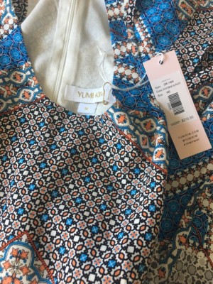 Robe En Soie Yumi Kim « Happy Hour » – Motif Bordure Bohème – Taille M – Neuf Avec étiquettes (valeur 215€)