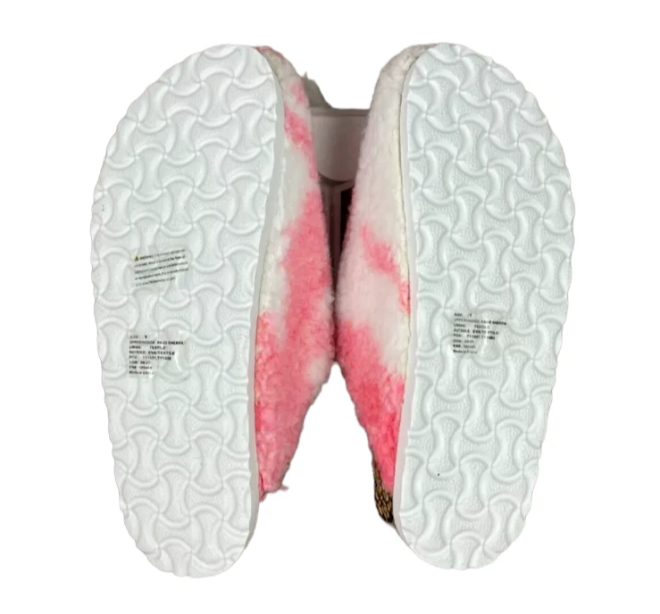 Sandalia zueco plano sherpa imitación vaca rosa talla 1 Olivia Miller niña mula nueva con etiquetas Foto 3 de 4