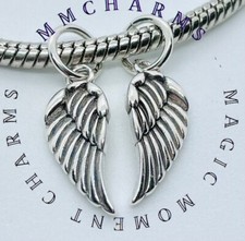 PAIR Guardian Angel Memorial Wings Love Heart European Charm  Pouch-Silver S925