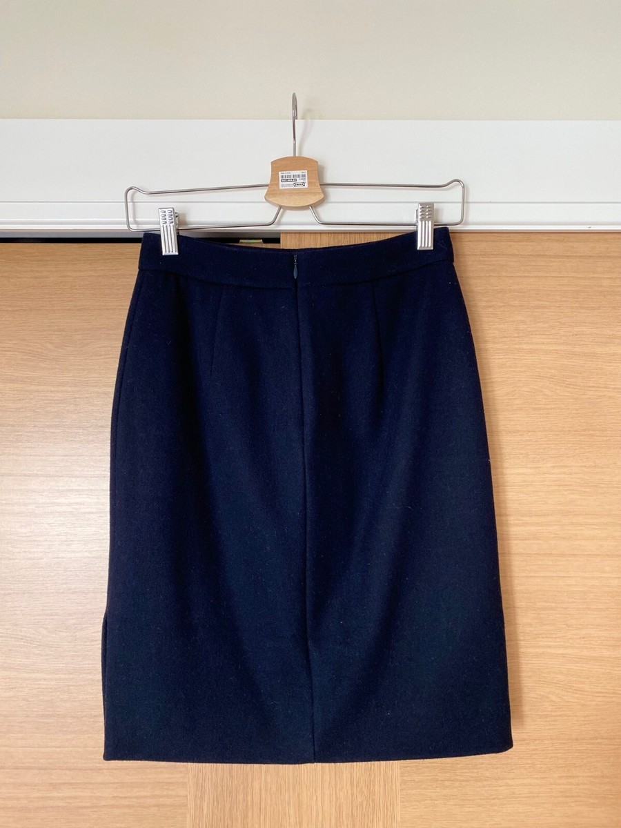 REISS Wool Navy A-Line Skirt w/ Front Pockets UK Size Good