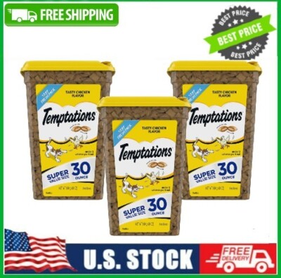 (3 Tub) Temptations Tasty Chicken Flavor Crunchy And Soft Treats, 30 oz