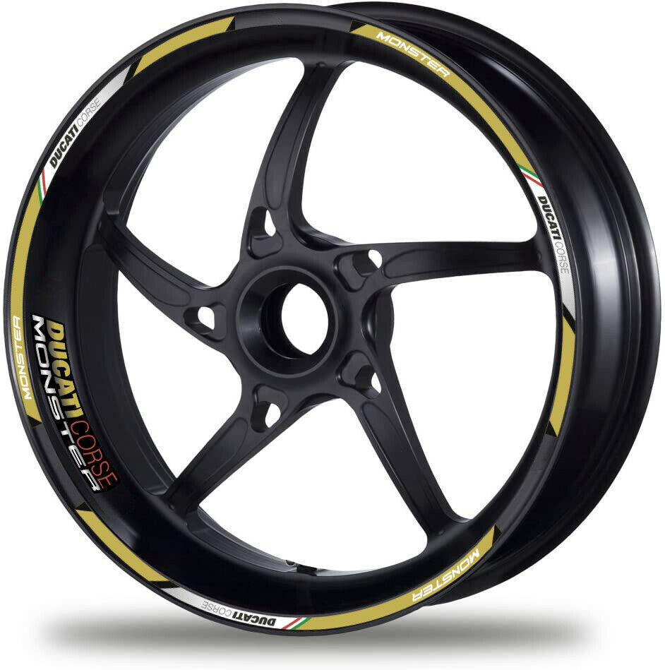 Ducati Stickers 696 796 821 Monster 1200 Motorcycle Wheel Decal Rim Stripes Gold