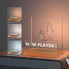 Now Playing Vinyl Record Stand,Light up Wooden Vinyl Record Holder Display with