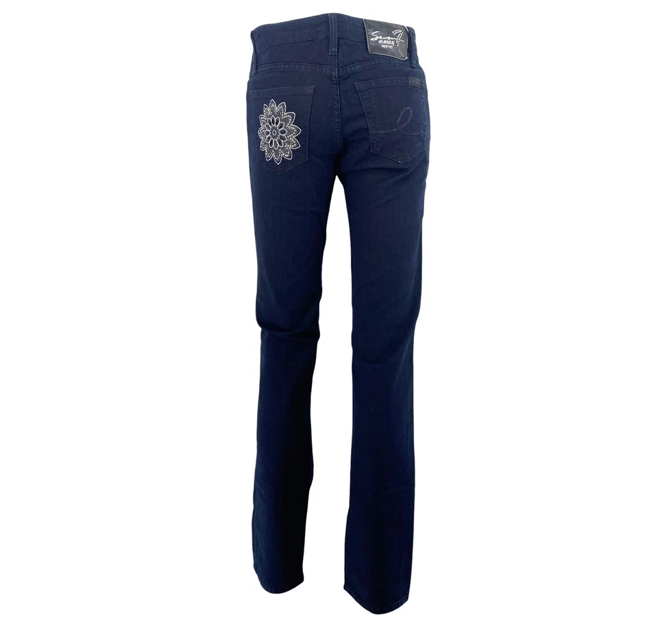 Seven7 Women Navy Blue Medium Rise Straight Denim Jeans Size W25 - Image 3 of 4