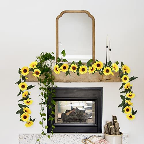 3er Pack Künstliche Sonnenblumengirlande, 7,5 Fuß/Strang Seide Sonnenblumen Hängend Groß - Bild 3 von 7