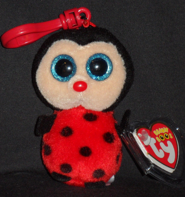TY BEANIE BOOS BUGSY the LADYBUG KEY CLIP MINT with MINT TAGS