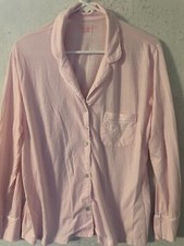 Victoria Secret Pajama Top Sleep Shirt M Button Pocket Knit Pink Modal