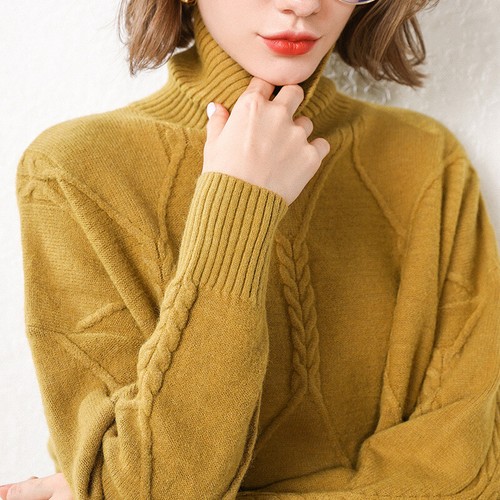 Suéter Jersey Tejido Cuello Alto Cachemira Alta Calidad Invierno Mujer Cálido - Imagen 3 de 6