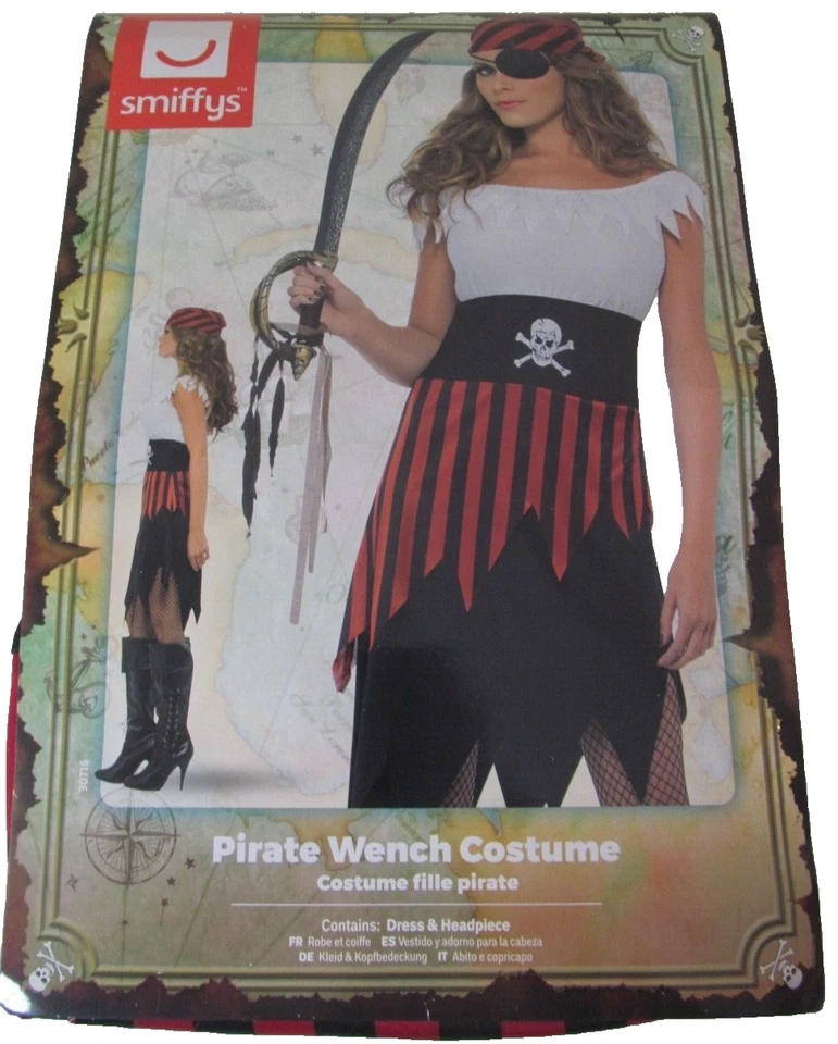 Fantasia Pirate Wench Adulto Feminina Nova Com Etiqueta Tamanho P 6-8 Vestido e Cabeça - Imagem 4 de 4