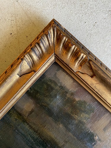 ANTICO QUADRO OLIO Giovanni Beltrami PAESAGGIO LACUSTRE PONTILE Scapigliatura - Foto 10 di 13