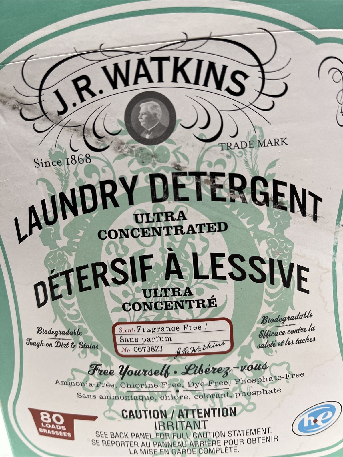 J.R. WATKINS POWDER LAUNDRY DETERGENT ULTRA CONCENTRATED, LARGE 5 POUND