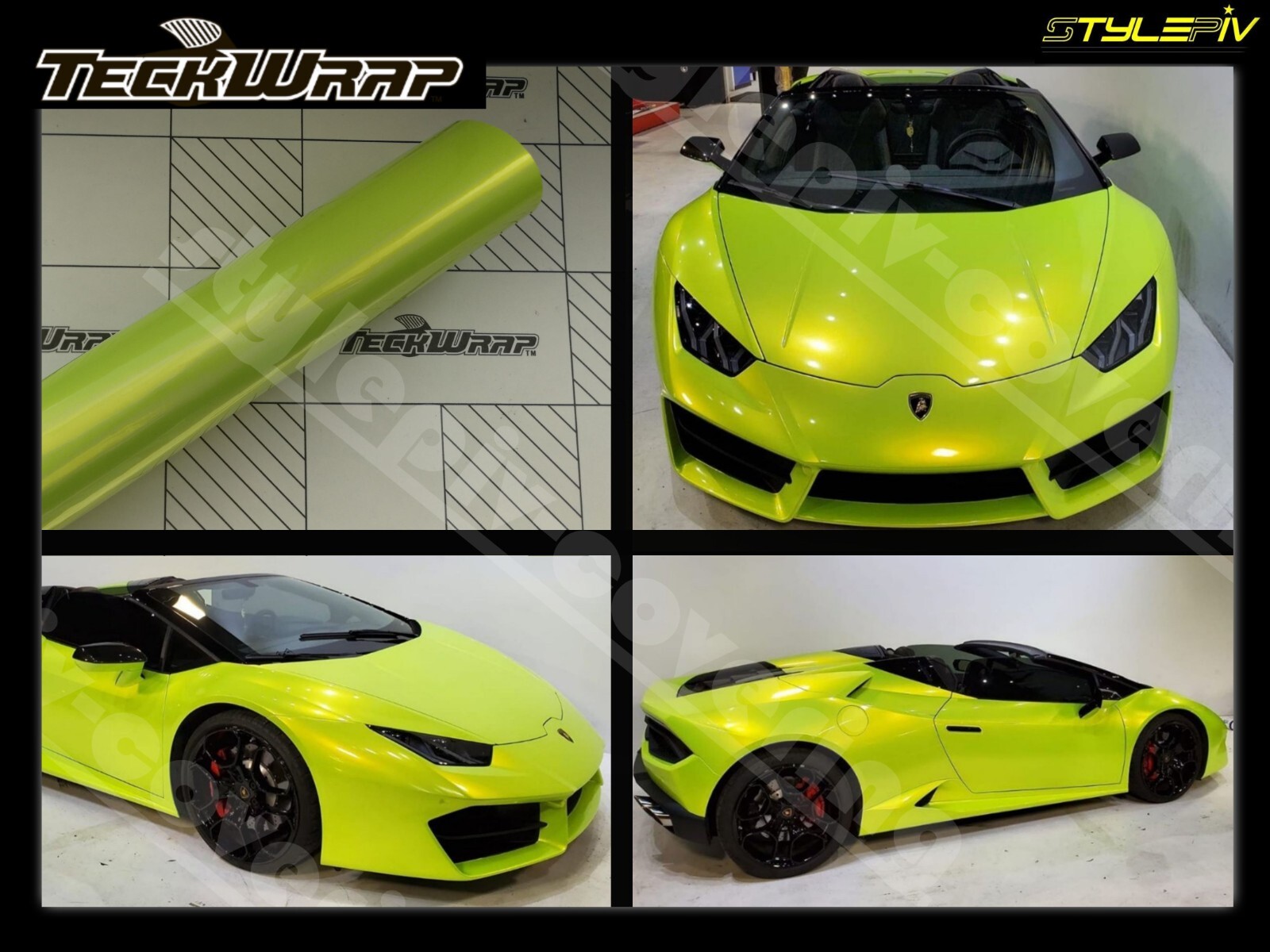 Film vinyle thermoformable vert jaune acide et adhésif pour carrosserie