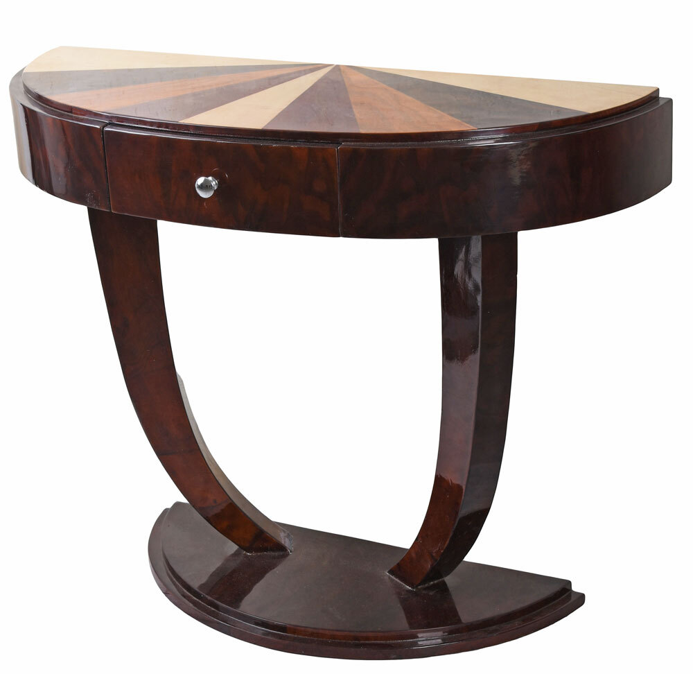Console art déco en bois teinte merisier double tiroirs - Louvre | Maison