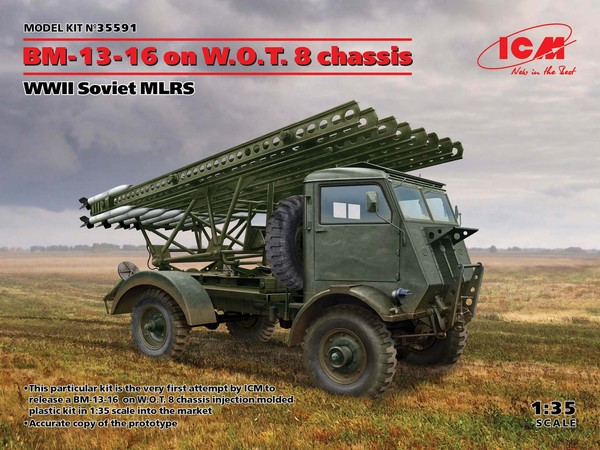 BM-13-16 On W. O. T.8 Chassis, Wwii Soviet Mlrs 1:3 5 Kunststoff Model Kit Icm-image