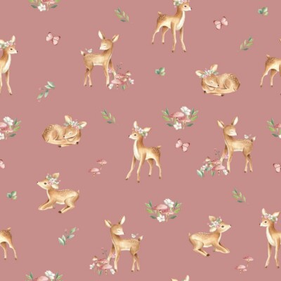 JERSEY FRENCH TERRY DIGITAL FOREST Jerseystoff super Qualität rosa
