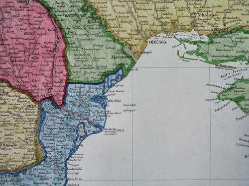 1856 XXL ORIGINAL MAP BLACK SEA ARMENIA ROMANIA BULGARIA UKRAINE MOLDAVIA RUSSIA - Picture 9 of 12