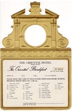 Menu petit déjeuner vintage et rare The Oriental Hotel Bangkok Thaïlande (années 1960), NOS